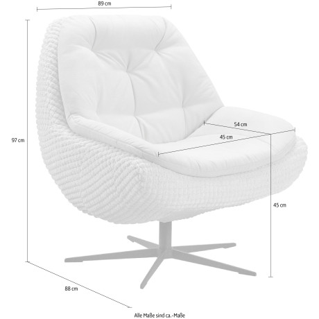 exxpo - sofa fashion Draaibare fauteuil Dim, loungestoel Comfortabel gestoffeerde draaifauteuil met elegante metalen stervormige voet afbeelding2 - 1