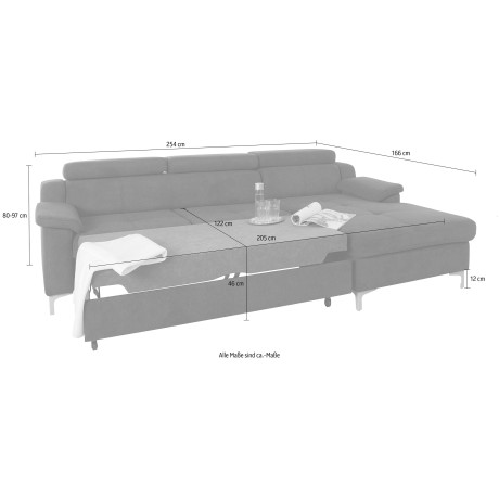 exxpo - sofa fashion Hoekbank Florenz, comfortabel en handig, geweldige afwerking, L-vorm inclusief verstelbare hoofdsteun, naar keuze met slaapfunctie afbeelding2 - 1