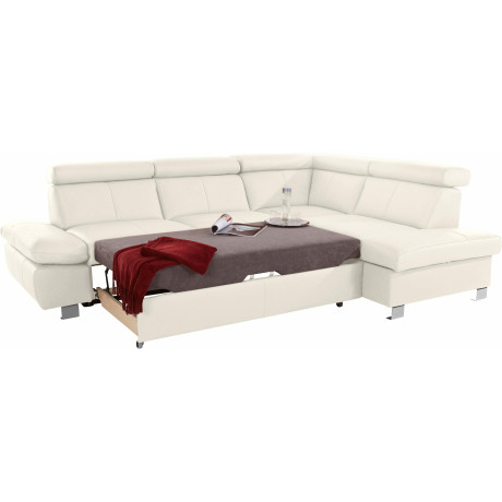 exxpo - sofa fashion Hoekbank Happy, modern en comfortabel, L-vorm inclusief hoofdeinde- en armleuningverstelling, optioneel met bedfunctie, leer afbeelding2 - 1