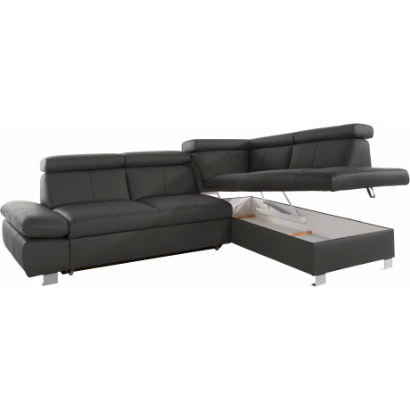 exxpo - sofa fashion Hoekbank Happy, modern en comfortabel, L-vorm inclusief hoofdeinde- en armleuningverstelling, optioneel met bedfunctie, leer afbeelding2 - 1