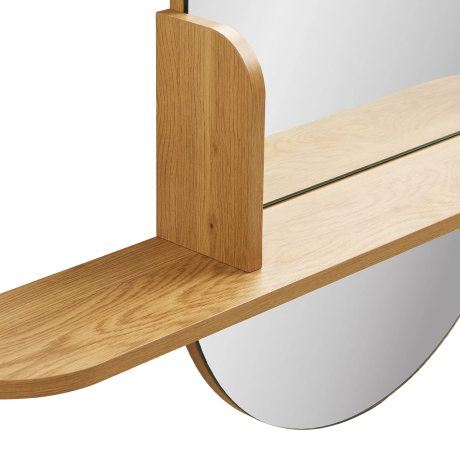 Febe ovale wandspiegel met houten plankje - 95 x 92 cm afbeelding2 - 1