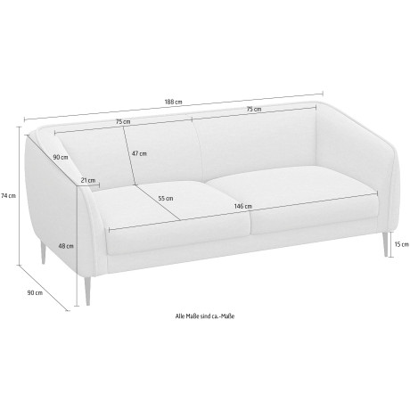 FLEXLUX 2,5-zitsbank Belle design bank, Scandinavisch design, in een sublieme verwerking afbeelding2 - 1