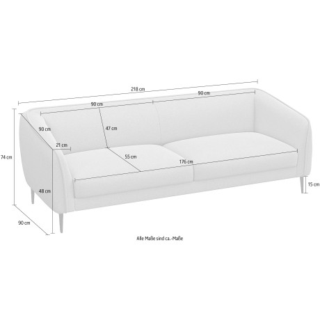 FLEXLUX 3-zitsbank Belle Designsofa, Couch, Zitting van hoogwaardig koudschuim en stalen nogsagvering afbeelding2 - 1