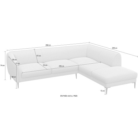 FLEXLUX Hoekbank Belle designbank, L-vorm, BxD 268x209 cm Scandinavisch design, in een sublieme verwerking afbeelding2 - 1