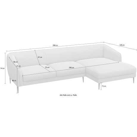 FLEXLUX Hoekbank Belle designbank, L-vorm, BxD 288x149 cm Scandinavisch design, in een sublieme verwerking afbeelding2 - 1