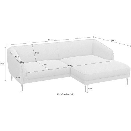 FLEXLUX Hoekbank Belle designbank, L-vorm, BxD 218x149 cm Scandinavisch design, in hoogwaardige afwerking, BxD 218x149 cm afbeelding2 - 1