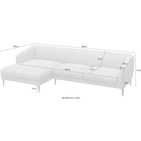 FLEXLUX Hoekbank Belle designbank, L-vorm, BxD 288x149 cm Scandinavisch design, in een sublieme verwerking afbeelding2 - 1
