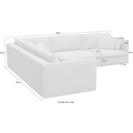 FLEXLUX Hoekbank Lovane Zacht en zeer comfortabel, grote zitdiepte op koudschuim, inclusief sierkussen afbeelding2 - 1