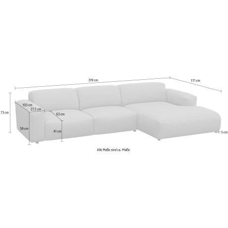 FLEXLUX Hoekbank Lucera Chaiselongue + 2,5-zistsbank modern & gezellig, koudschuim, stalen nosagvering afbeelding2 - 1