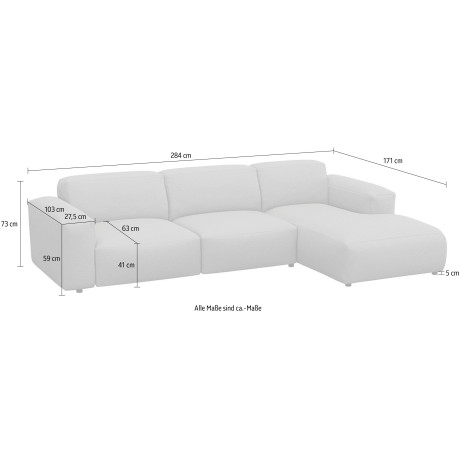 FLEXLUX Hoekbank Lucera Chaiselongue + 2,5-zistsbank modern & gezellig, koudschuim, stalen nosagvering afbeelding2 - 1