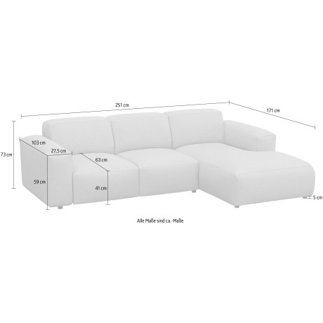 FLEXLUX Hoekbank Lucera Chaiselongue rechts of links modern & gezellig, koudschuim, stalen nosagvering afbeelding2 - 1