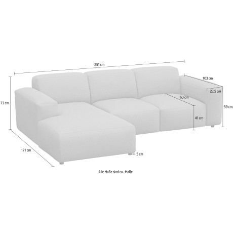 FLEXLUX Hoekbank Lucera Chaiselongue rechts of links modern & gezellig, koudschuim, stalen nosagvering afbeelding2 - 1