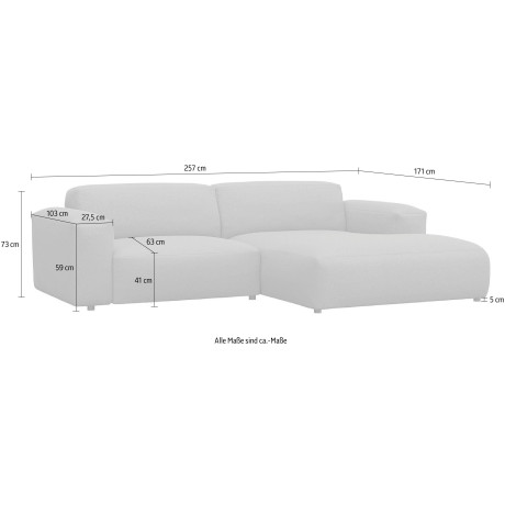 FLEXLUX Hoekbank Lucera Chaiselongue rechts of links modern & gezellig, koudschuim, stalen nosagvering afbeelding2 - 1