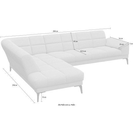 FLEXLUX Hoekbank Viale L-vorm, met rugstiksel Zitstructuur met hoogwaardige koudschuim voor meer zitcomfort afbeelding2 - 1