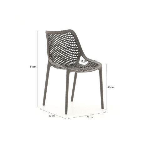 Forza Ripi/Sestino 90cm dining tuinset 5-delig stapelbaar - Laagste prijsgarantie! afbeelding2 - 1