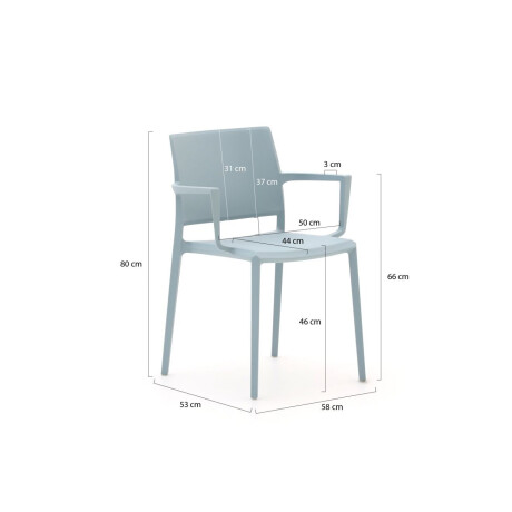 Forza Sile/Canzo 80cm dining tuinset 5-delig stapelbaar inklapbaar - Laagste prijsgarantie! afbeelding2 - 1