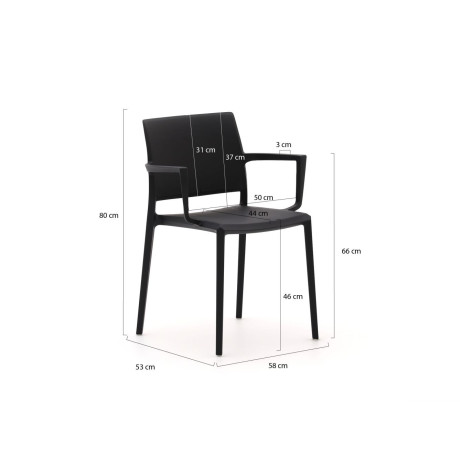 Forza Sile/Fidenza 220cm dining tuinset 7-delig stapelbaar - Laagste prijsgarantie! afbeelding2 - 1