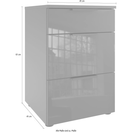 Wimex Nachtkastje Level36 C by fresh to go met glazen elementen aan de voorkant, soft-close functie, 41 cm breed afbeelding2 - 1