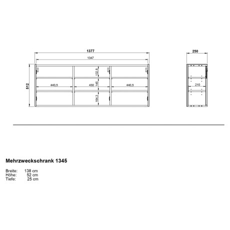 GERMANIA Multifunctionele kast GW-Libbiano, schoenenkast ideaal voor smalle gangen, breedte 138 cm, in 2 verschillende hoogtes afbeelding2 - 1