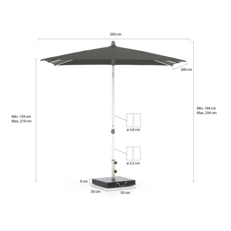 Glatz Alu-Smart parasol 200x200cm - Laagste prijsgarantie! afbeelding2 - 1