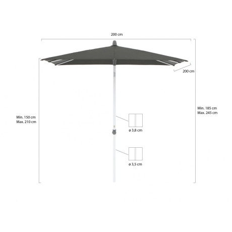 Glatz Alu-Smart parasol 200x200cm - Laagste prijsgarantie! afbeelding2 - 1