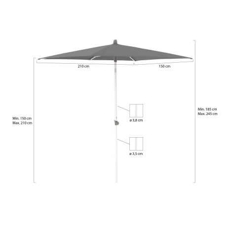 Glatz Alu-Smart parasol 210x150cm - Laagste prijsgarantie! afbeelding2 - 1