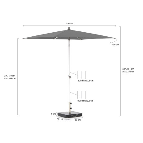 Glatz Alu-Smart parasol 210x150cm - Laagste prijsgarantie! afbeelding2 - 1