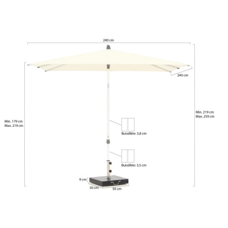 Glatz Alu-Smart parasol 240x240cm - Laagste prijsgarantie! afbeelding2 - 1