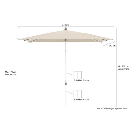 Glatz Alu-Smart parasol 240x240cm - Laagste prijsgarantie! afbeelding2 - 1