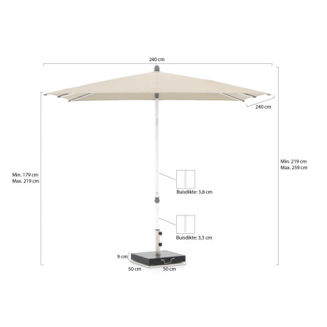 Glatz Alu-Smart parasol 240x240cm - Laagste prijsgarantie! afbeelding2 - 1