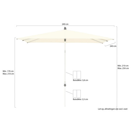 Glatz Alu-Smart parasol 240x240cm - Laagste prijsgarantie! afbeelding2 - 1