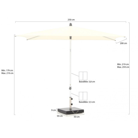 Glatz Alu-Smart parasol 250x200cm - Laagste prijsgarantie! afbeelding2 - 1