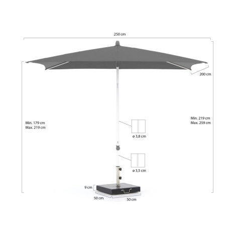 Glatz Alu-Smart parasol 250x200cm - Laagste prijsgarantie! afbeelding2 - 1