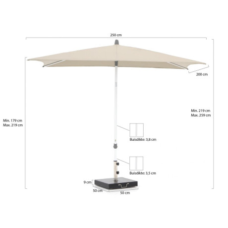 Glatz Alu-Smart parasol 250x200cm - Laagste prijsgarantie! afbeelding2 - 1
