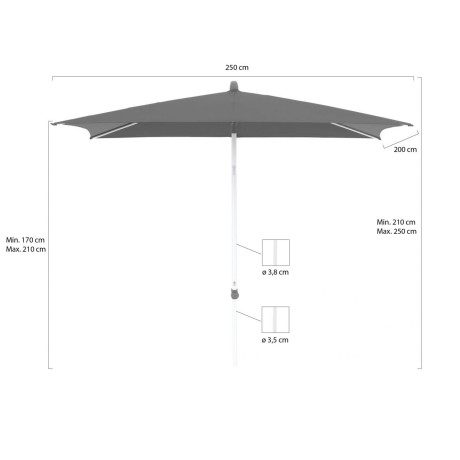 Glatz Alu-Smart parasol 250x200cm - Laagste prijsgarantie! afbeelding2 - 1