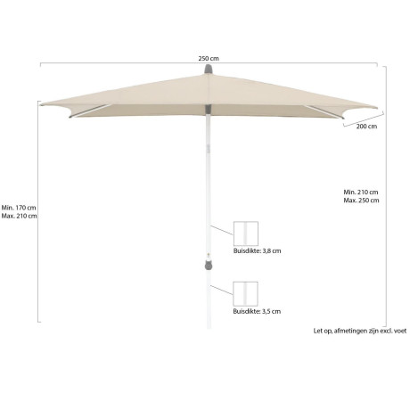 Glatz Alu-Smart parasol 250x200cm - Laagste prijsgarantie! afbeelding2 - 1