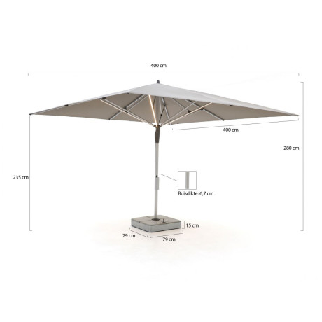 Glatz Fortello LED parasol 400x400cm - Laagste prijsgarantie! afbeelding2 - 1