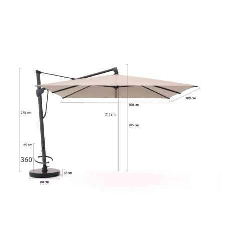 Glatz Sombrano S+ Easy zweefparasol 300x300cm - Laagste prijsgarantie! afbeelding2 - 1