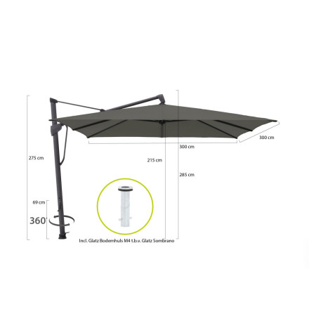 Glatz Sombrano S+ Easy zweefparasol 300x300cm - Laagste prijsgarantie! afbeelding2 - 1