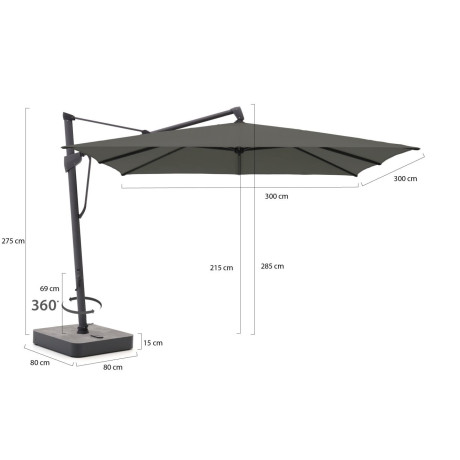 Glatz Sombrano S+ Easy zweefparasol 300x300cm - Laagste prijsgarantie! afbeelding2 - 1