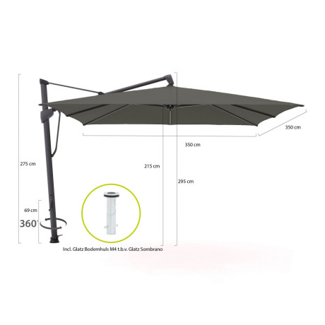 Glatz Sombrano S+ Easy zweefparasol 350x350cm - Laagste prijsgarantie! afbeelding2 - 1