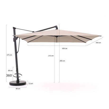 Glatz Sombrano S+ Easy zweefparasol 350x350cm - Laagste prijsgarantie! afbeelding2 - 1