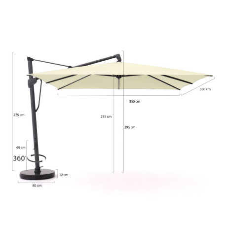 Glatz Sombrano S+ Easy zweefparasol 350x350cm - Laagste prijsgarantie! afbeelding2 - 1