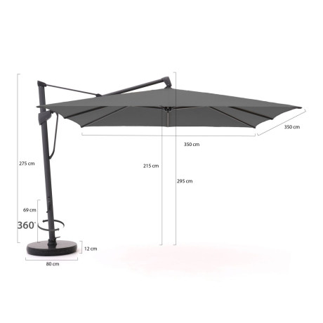 Glatz Sombrano S+ Easy zweefparasol 350x350cm - Laagste prijsgarantie! afbeelding2 - 1