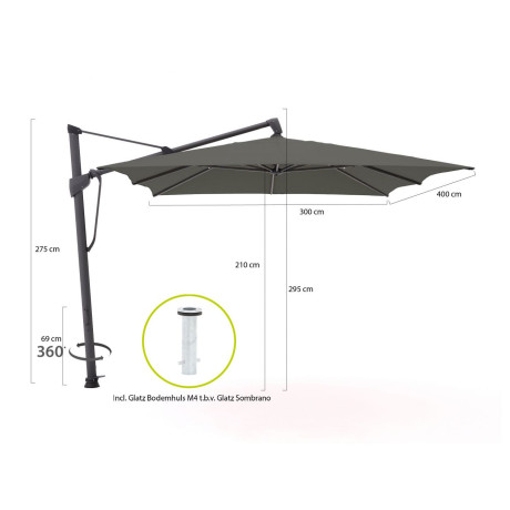 Glatz Sombrano S+ Easy zweefparasol 400x300cm - Laagste prijsgarantie! afbeelding2 - 1