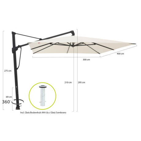 Glatz Sombrano S+ Easy zweefparasol 400x300cm - Laagste prijsgarantie! afbeelding2 - 1