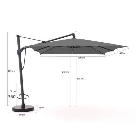 Glatz Sombrano S+ Easy zweefparasol 400x300cm - Laagste prijsgarantie! afbeelding2 - 1