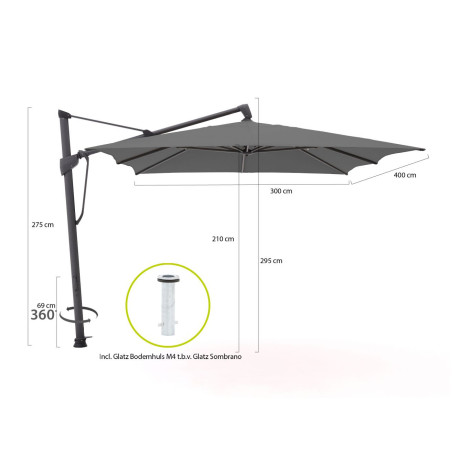 Glatz Sombrano S+ Easy zweefparasol 400x300cm - Laagste prijsgarantie! afbeelding2 - 1