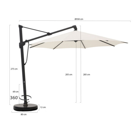 Glatz Sombrano S+ Easy zweefparasol ø 350cm - Laagste prijsgarantie! afbeelding2 - 1