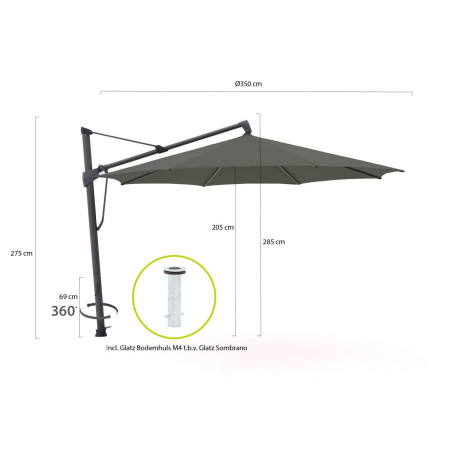 Glatz Sombrano S+ Easy zweefparasol ø 350cm - Laagste prijsgarantie! afbeelding2 - 1